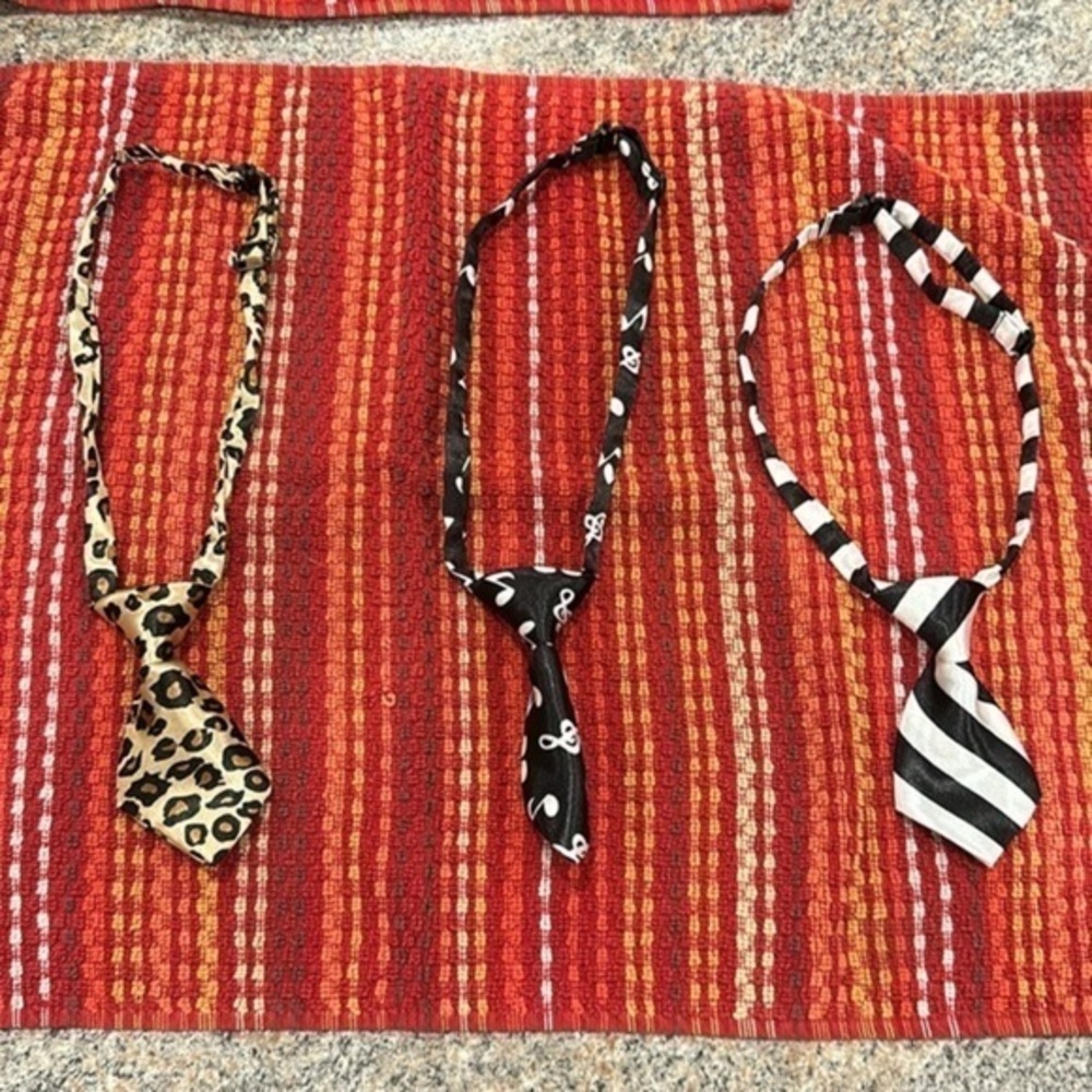 3 adjustable neckties for dogs clip on fits a small dog like a Pomeranian